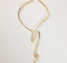 Y Drop disc necklace, Brass with 22k gold plated necklace for women, Handmade jewelry